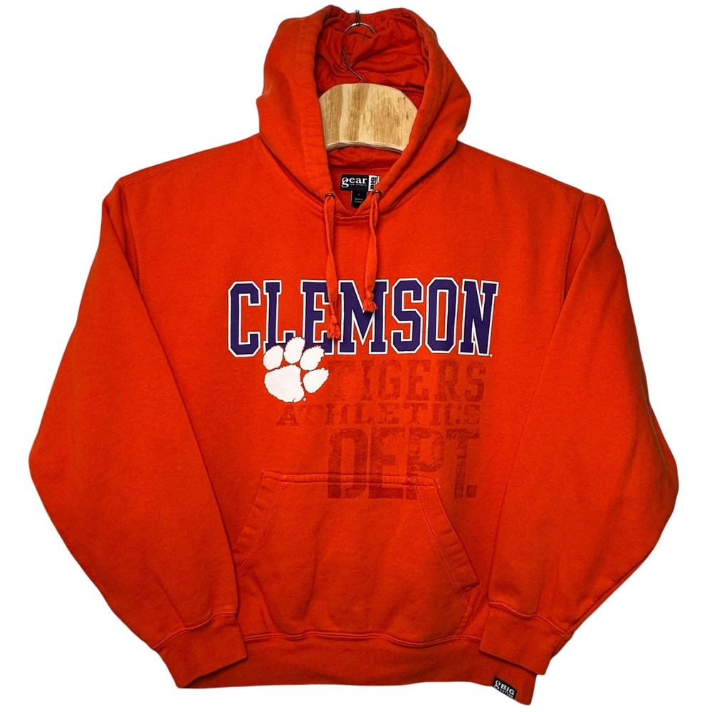 Clemson Tigers Hoodie Orange Men's‎ Large Big Cotton Sweatshirt Gear for Sports